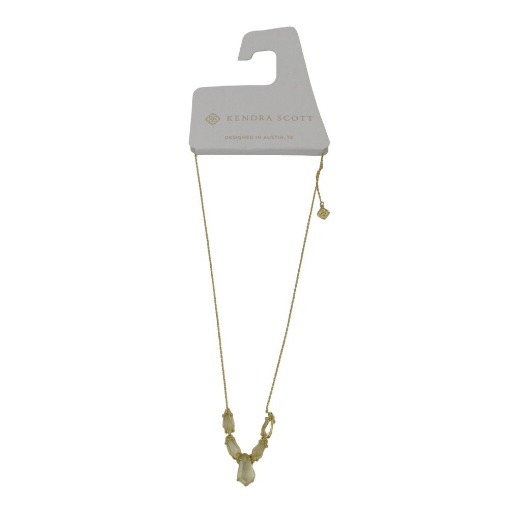 Kendra Scott June Statement Necklace Gold Pale Yellow Stones 14K Gold Over Brass